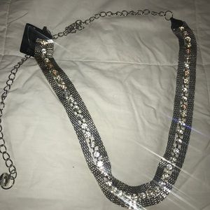 Silver belt with rhinestones